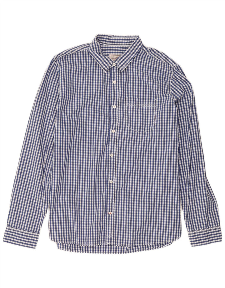 Camisa de hombre Fat Face de algodón a cuadros azul grande