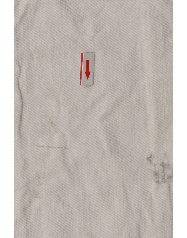 Vaqueros rectos desgastados vintage para mujer W26 L33 Blanco