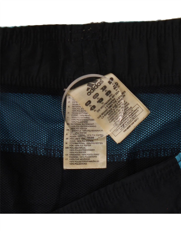 ADIDAS Mens Graphic Swimwear XL Navy Blue Colourblock Polyester Vintage Adidas and Second-Hand Adidas from Messina Hembry 