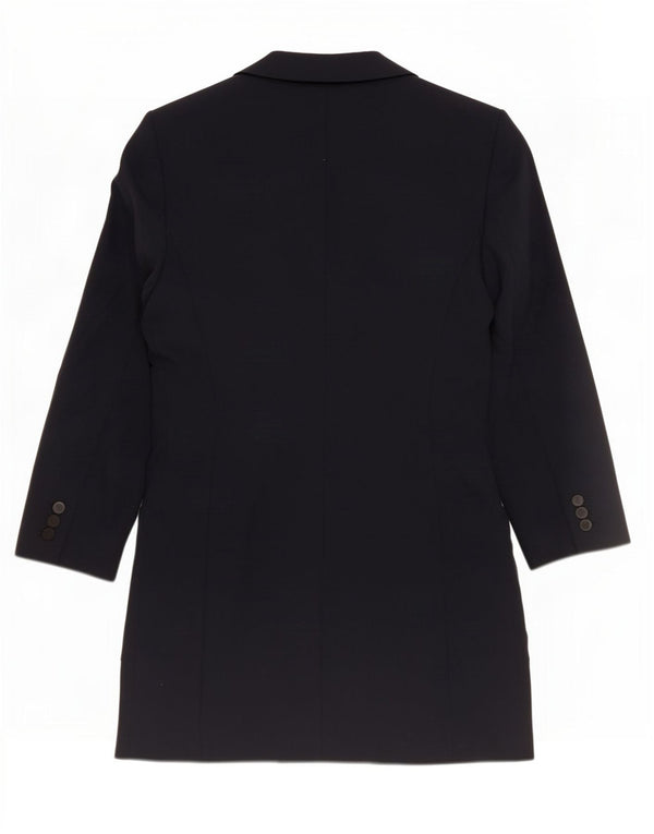 Zara Womens Double Breasted Coat UK 12 Medium Navy Blue Polyester
