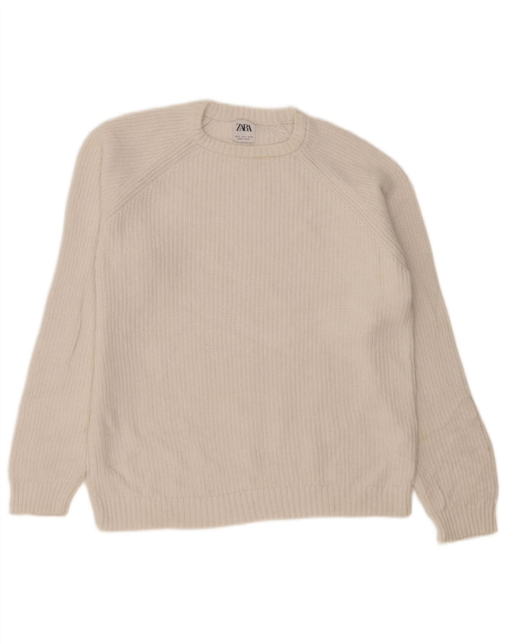 Zara Hombre Jersey De Cuello Redondo Jersey Pequeño Blanco