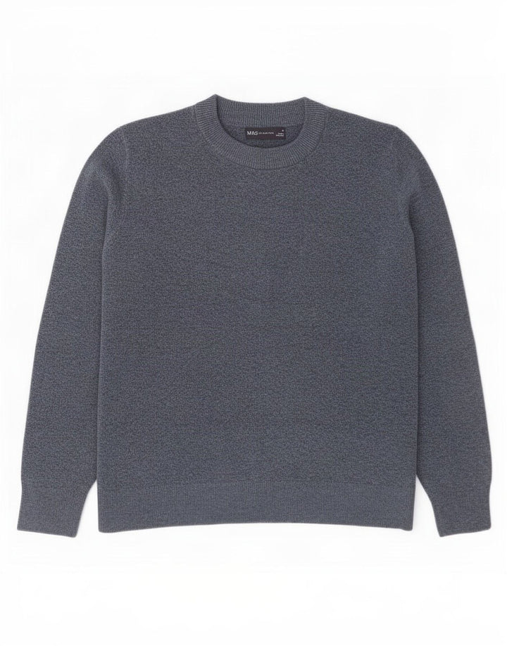 Marks & Spencer - Jersey de cuello redondo para hombre, poliéster, color azul marino medio