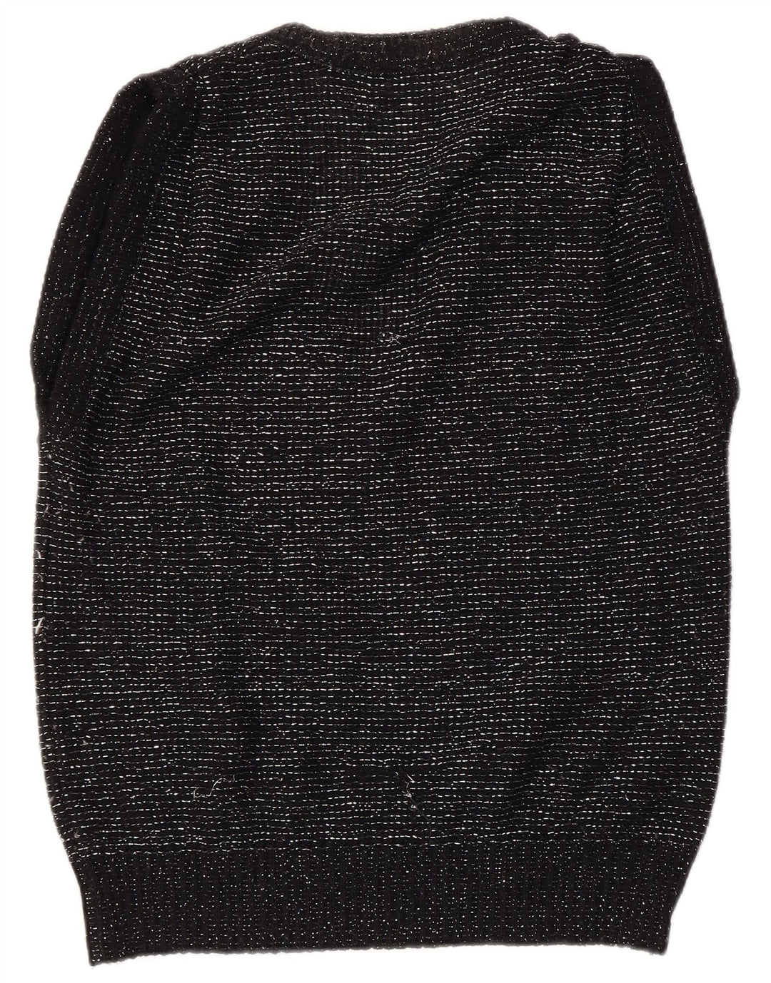 VINTAGE Chaleco de mujer Camiseta sin mangas EU 40/42 Acrílico moteado negro medio