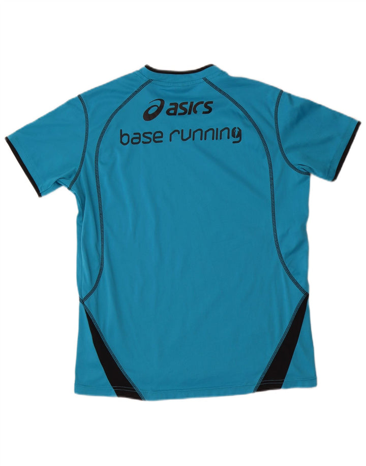Asics Hombre Camiseta Gráfica Top Azul Medio Colorblock Poliéster
