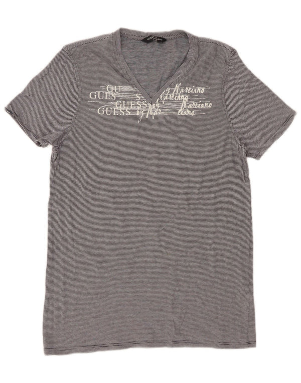 Guess By Marciano Camiseta gráfica para mujer Top UK 44 Grande Gris Rayas