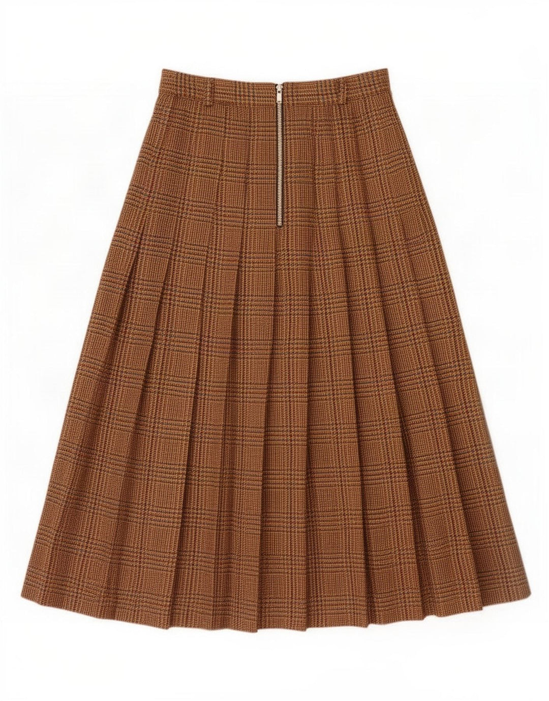 Falda plisada Libra para mujer UK 12 Medium W28 Lana de pata de gallo marrón