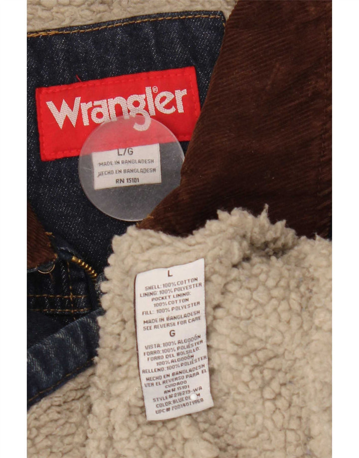 Wrangler Chaqueta vaquera Sherpa para hombre, talla 40, algodón azul grande
