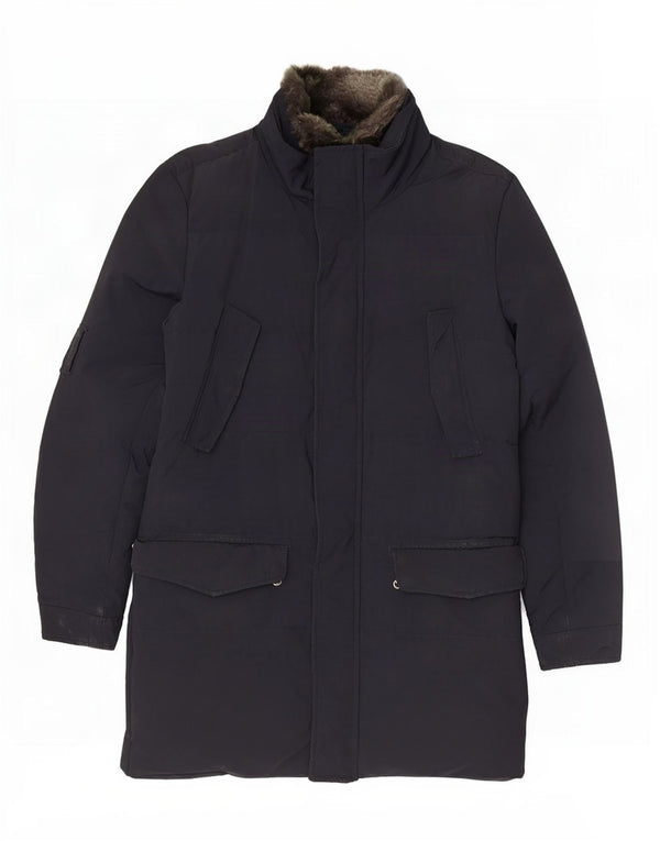 Woolrich Abrigo acolchado para hombre UK 38 Medio Azul marino Poliéster