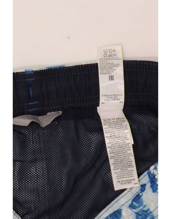 Marks & Spencer Bañador con estampado abstracto para hombre, talla grande, poliéster azul