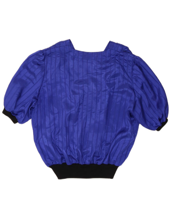 Blusa vintage para mujer Top UK 16 Bloque de color azul grande