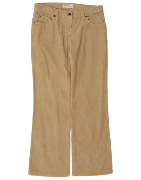 Benetton Pantalón De Pana Bootcut Mujer IT 42 Medium W30 L30 Algodón Beige