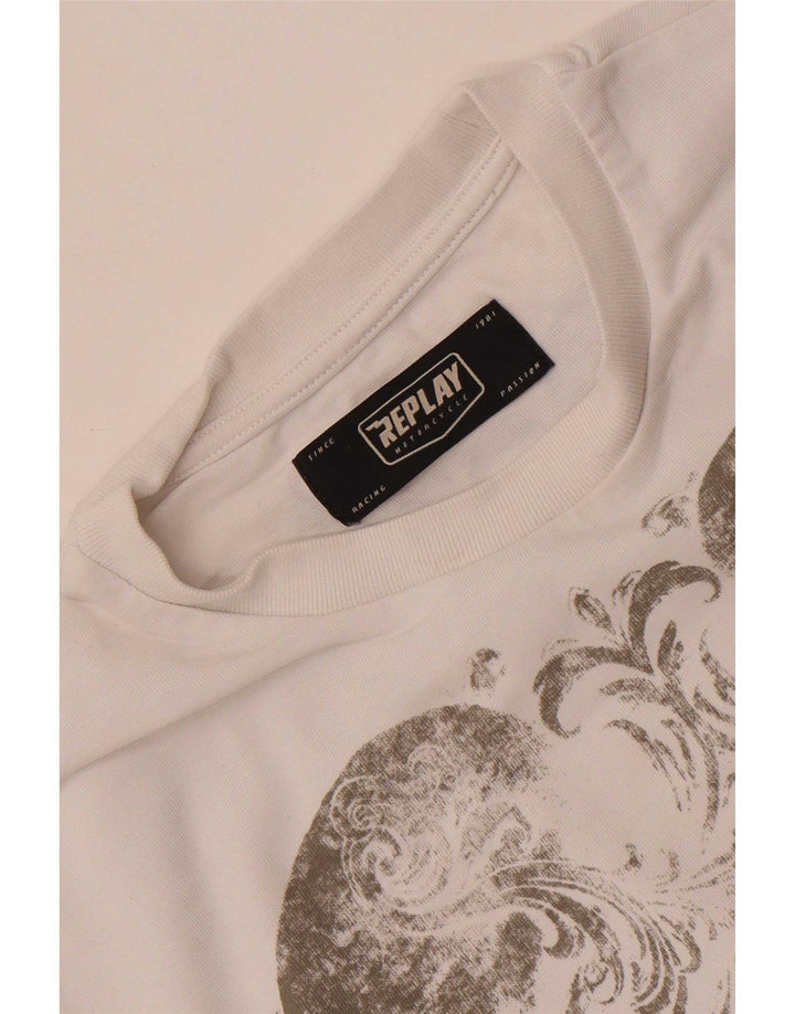 Replay Camiseta gráfica para hombre Top Small White