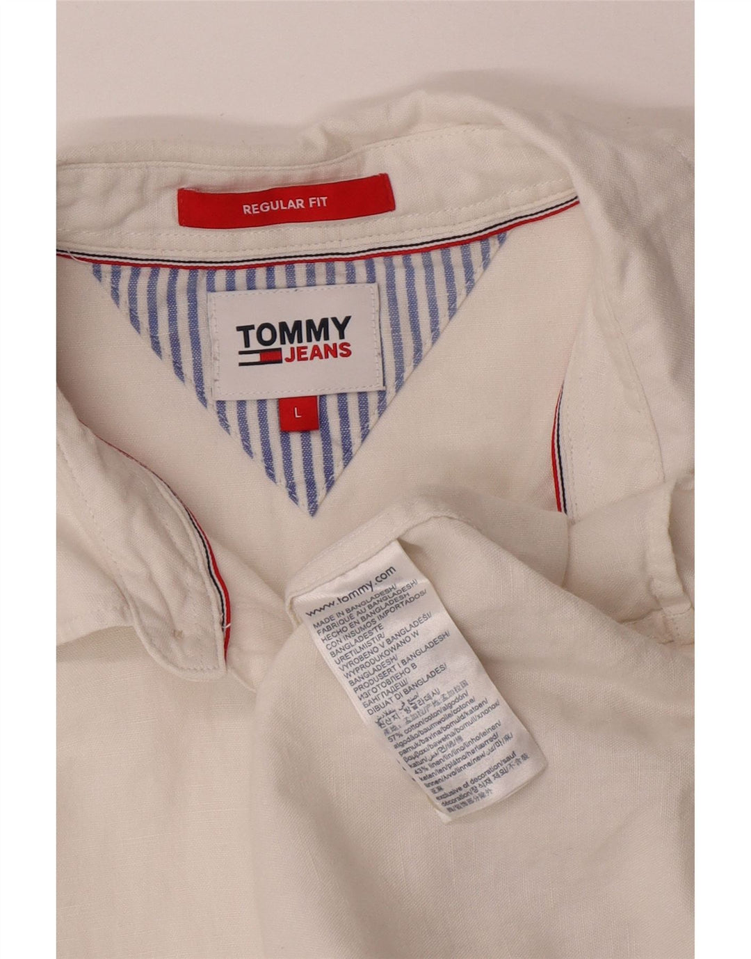 Tommy Hilfiger Camisa Regular Fit para Hombre Algodón Blanco Grande