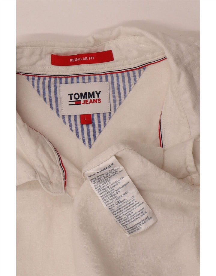 Tommy Hilfiger Camisa Regular Fit para Hombre Algodón Blanco Grande