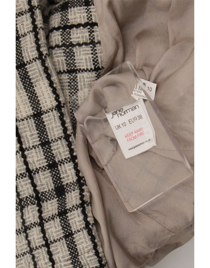Jane Norman Abrigo para Mujer UK 10 Small White Check Wool