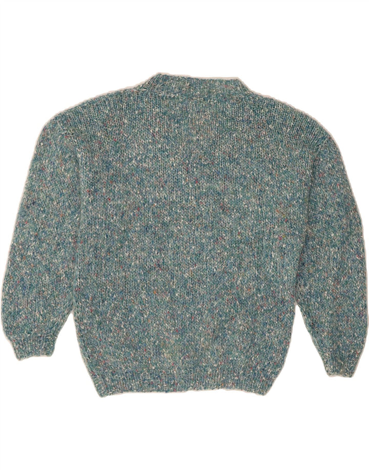 VINTAGE Womens V-Neck Jumper Sweater UK 14 Medium Blue Flecked Vintage Vintage and Second-Hand Vintage from Messina Hembry 