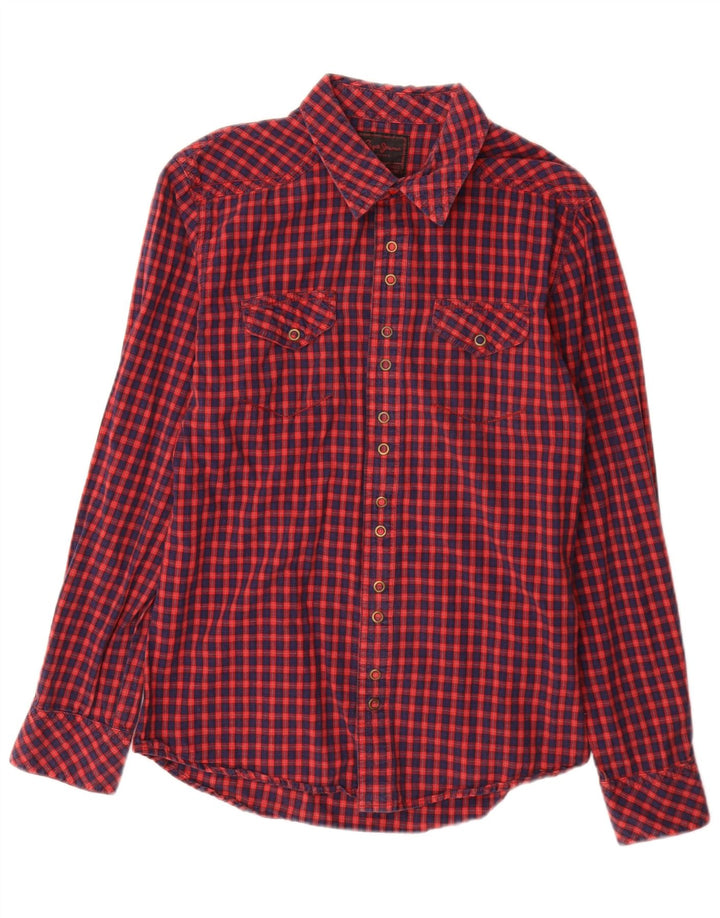 PEPE Jeans Camisa de franela gráfica para hombre de algodón a cuadros rojo pequeño