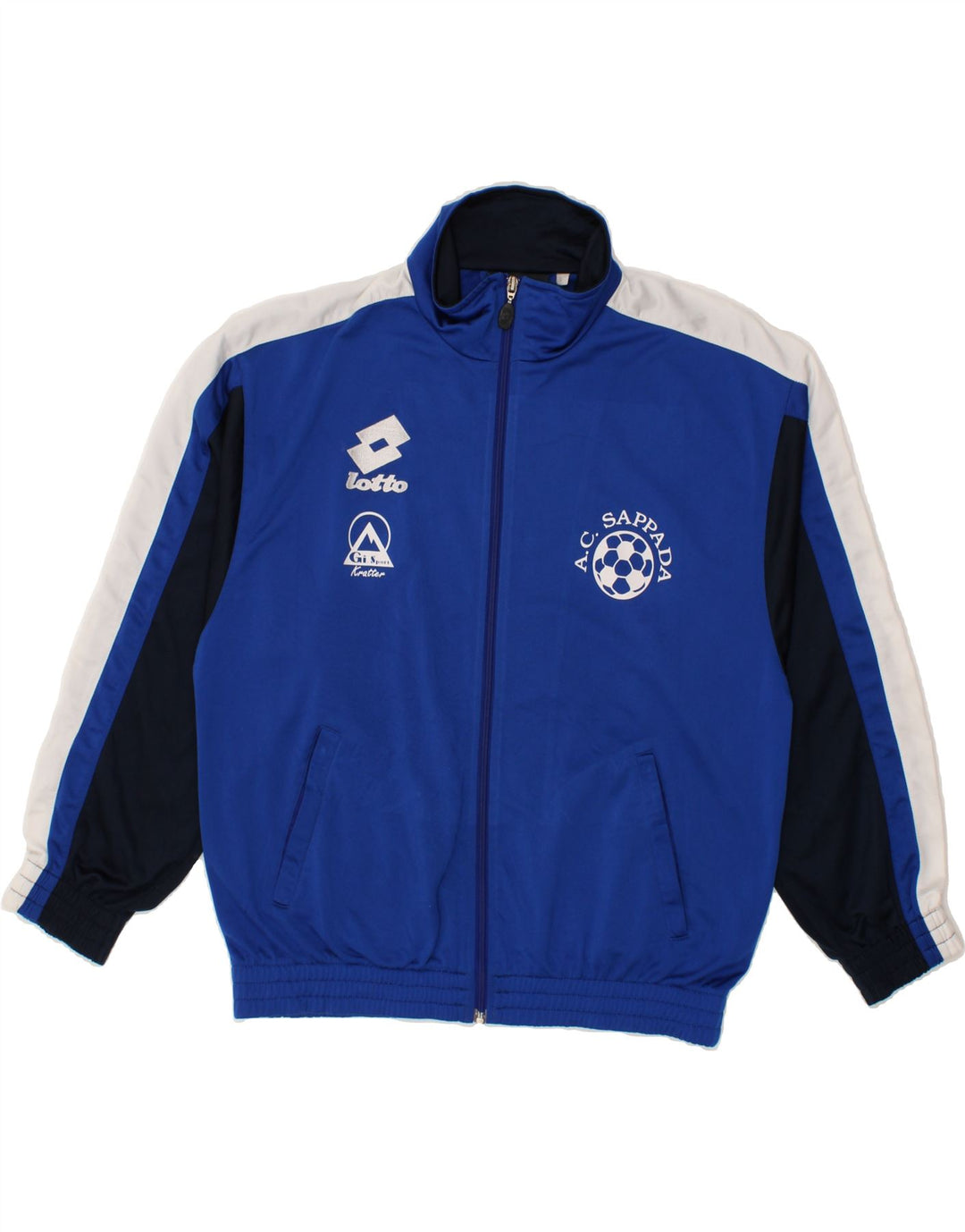 LOTTO Mens Graphic Tracksuit Top Jacket Small Blue Colourblock Polyester Vintage Lotto and Second-Hand Lotto from Messina Hembry 