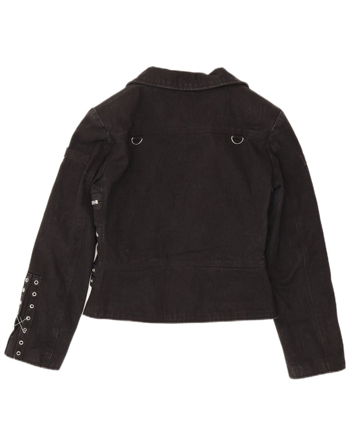 Hard Leather Stuff Chaqueta motera corta para mujer UK 20 2XL Algodón negro
