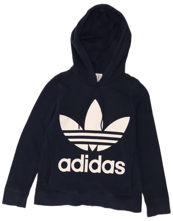 Adidas Sudadera con capucha gráfica para mujer UK 8 Small Azul marino Algodón