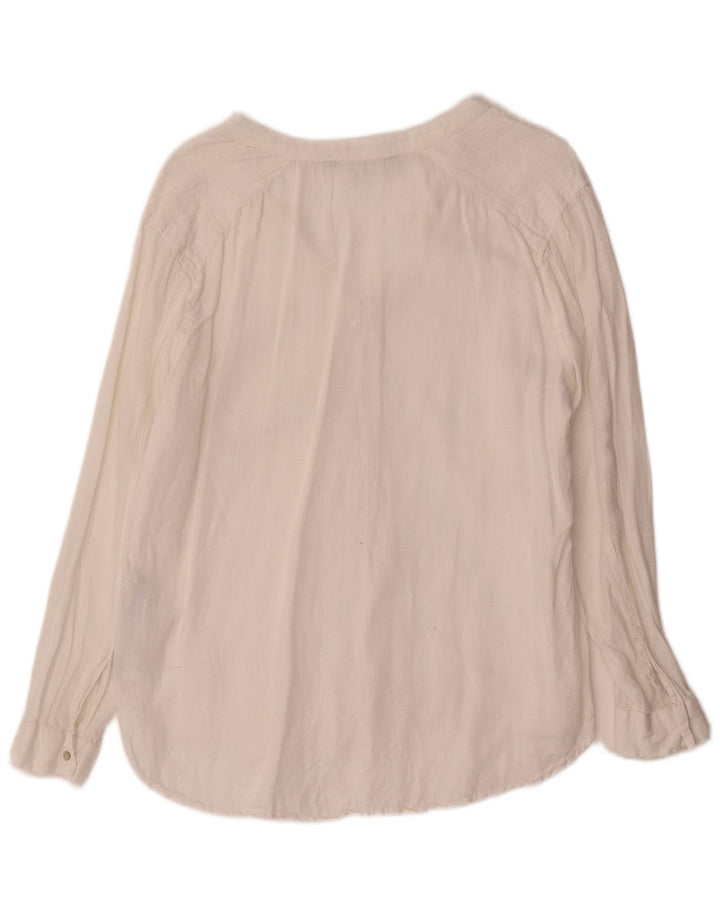 Zara Mujer Camisa UK 46 Grande Lino Blanco