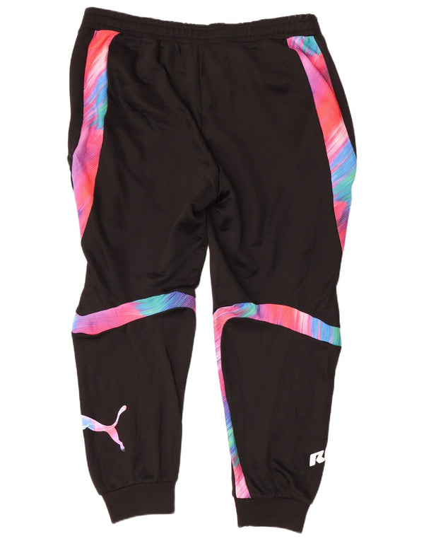Puma Mujer Gráfico Chándal Pantalones Joggers UK 40 XL Negro Colorblock