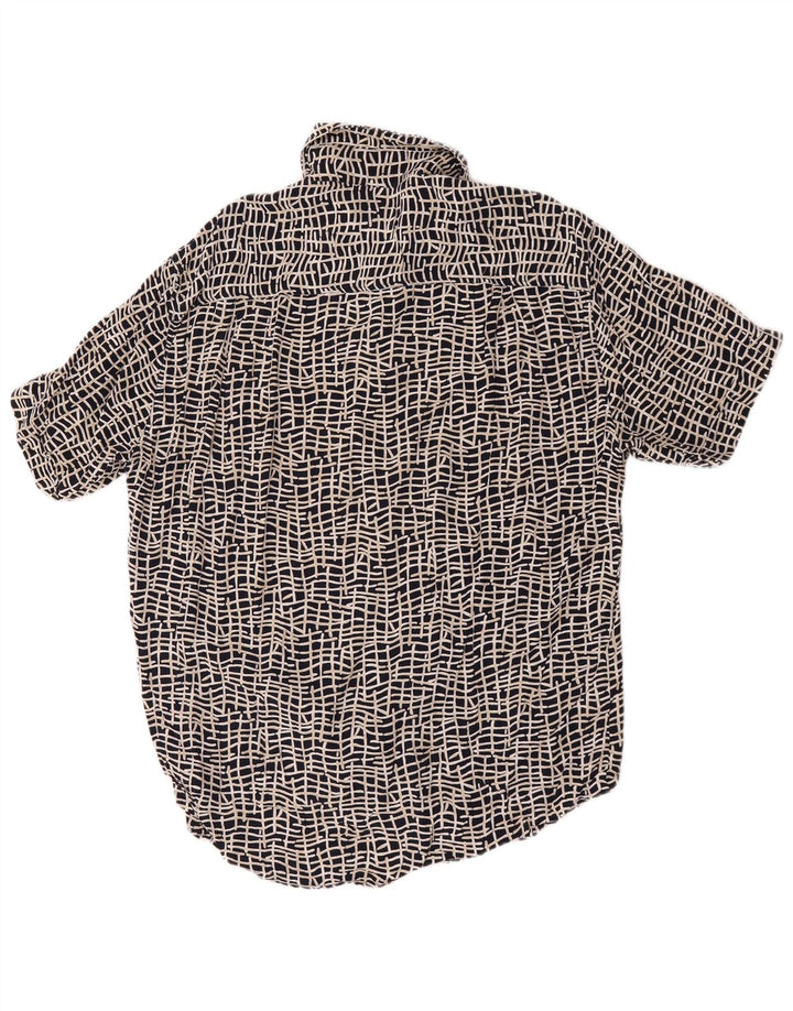 Vintage hombres camisa de manga corta grande negro geométrico