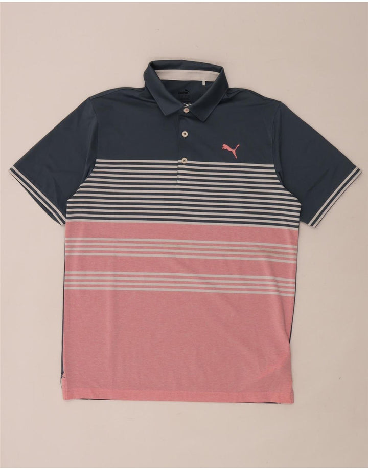 Polo Puma Hombre Poliéster Rayado Azul Marino Mediano