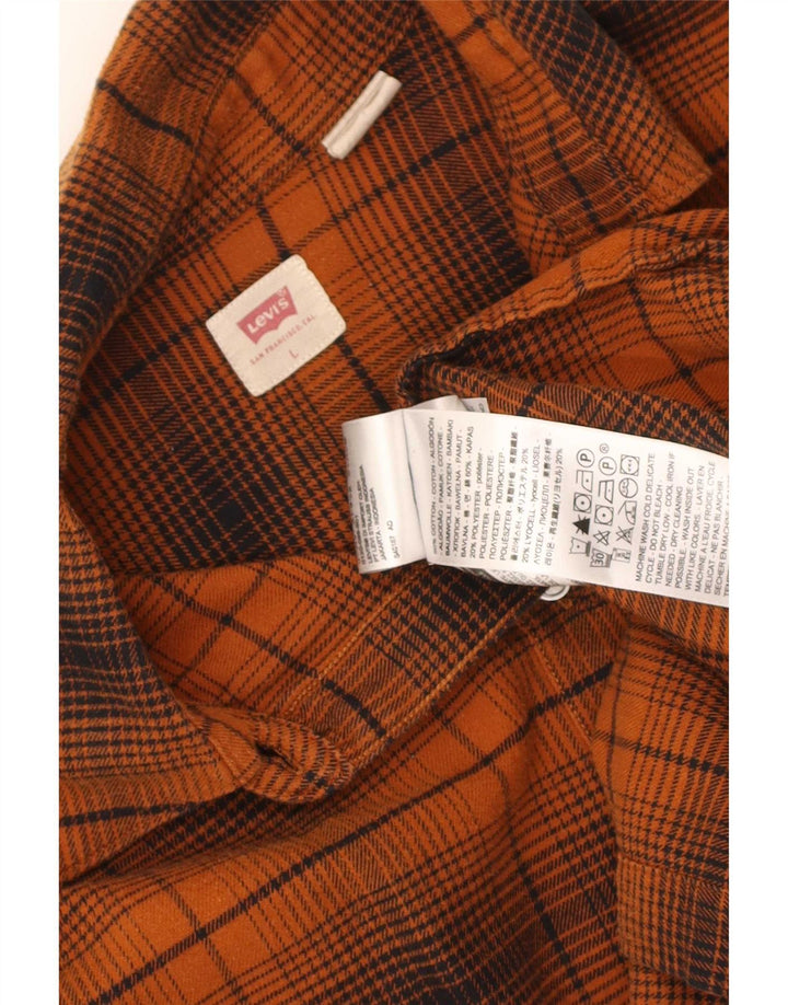 Levi's Camisa de franela extragrande para mujer UK 46 Algodón a cuadros naranja grande