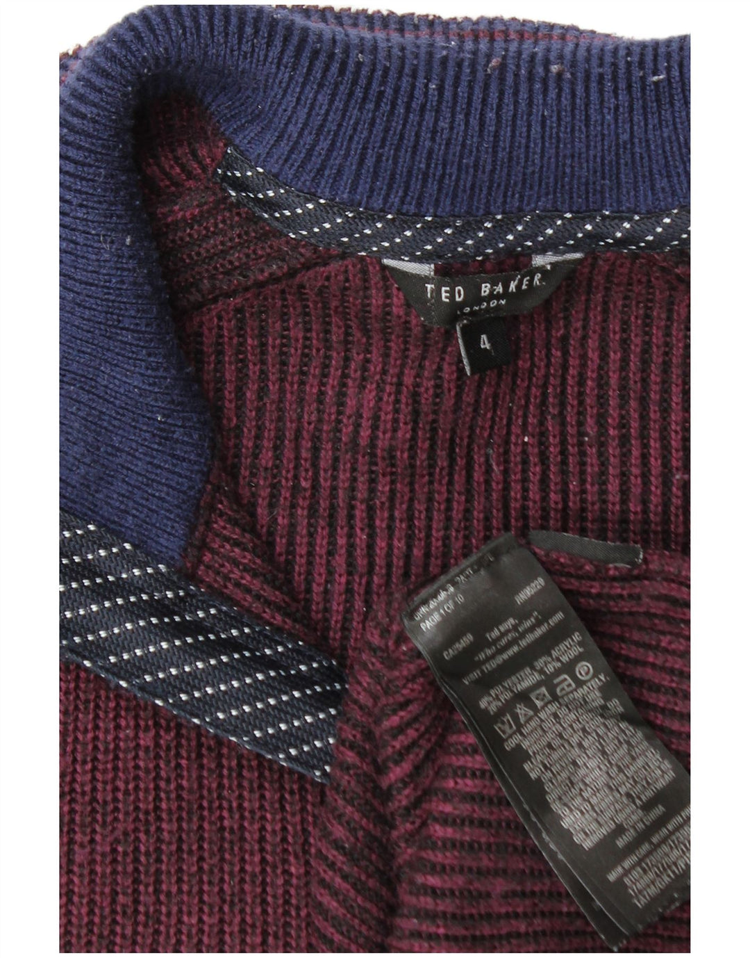Ted Baker - Jersey para hombre con cremallera y cuello, talla 4, grande, poliéster burdeos