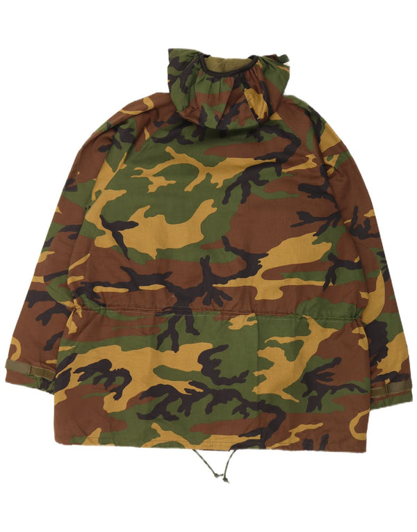 Vintage hombres con capucha Parka chaqueta Reino Unido 42 2XL algodón de camuflaje multicolor