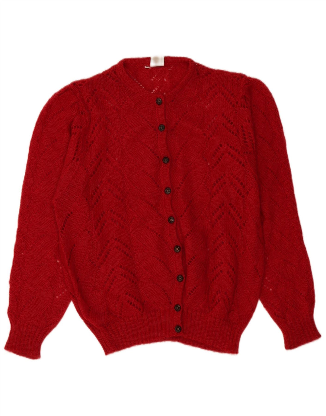 Vintage mujeres ver a través de suéter cardigan de gran tamaño Reino Unido 14 rojo medio