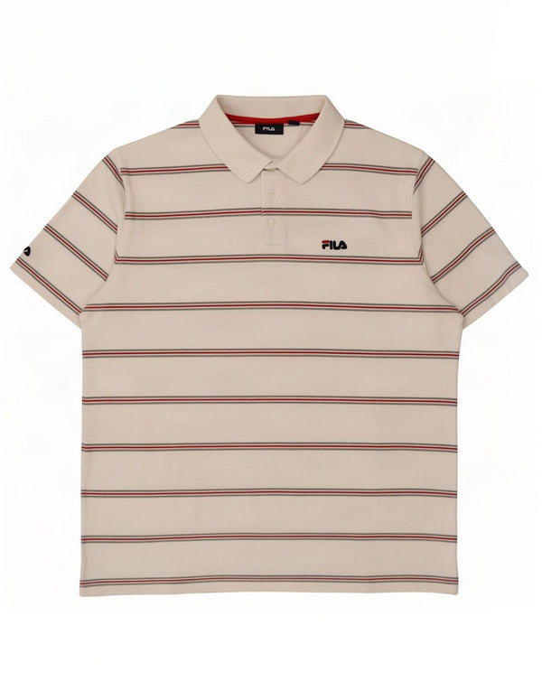 Fila Polo Hombre 2XL Algodón A Rayas Blanco
