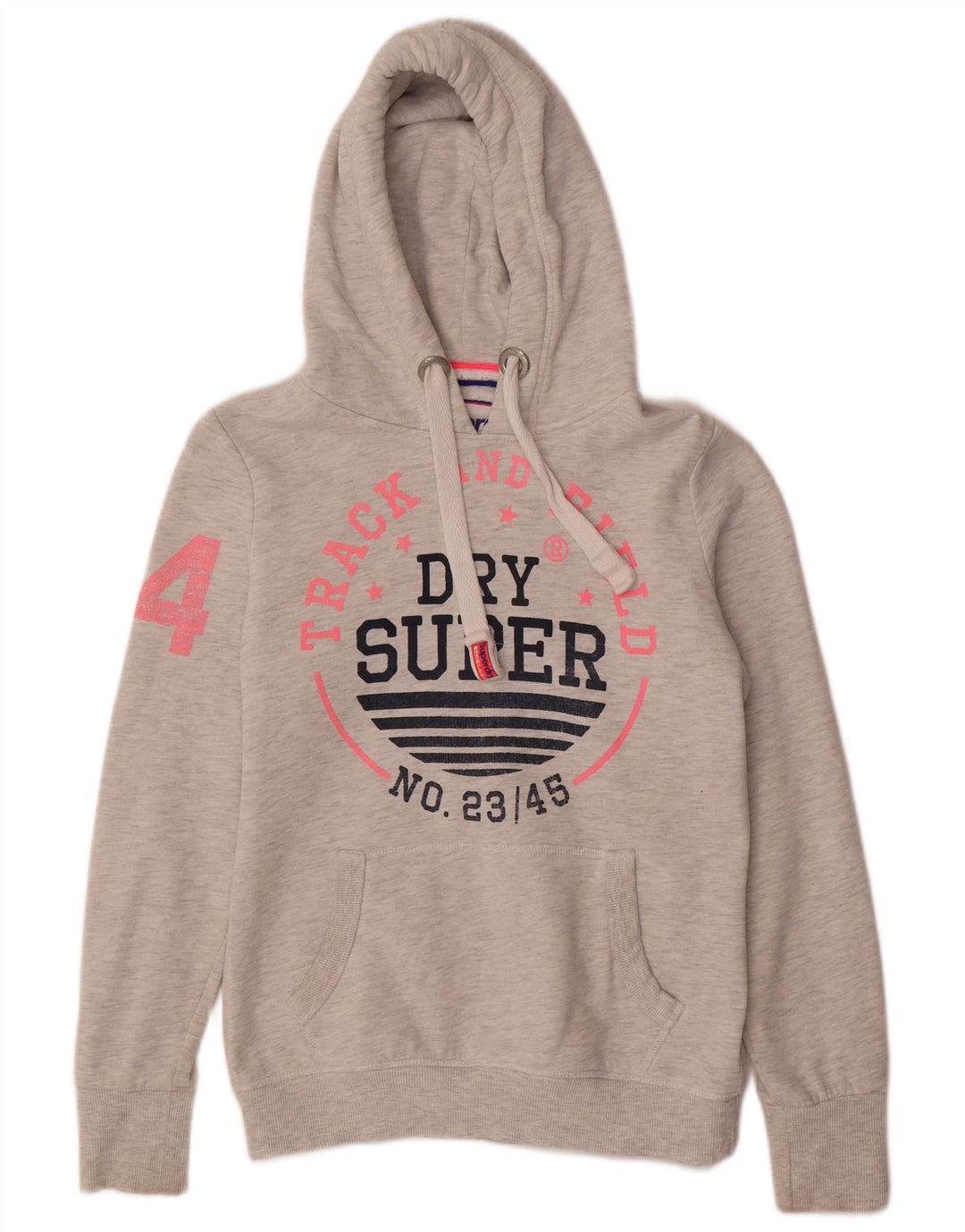 SUPERDRY Jersey con capucha gráfica para mujer UK 10 Small Grey Cotton