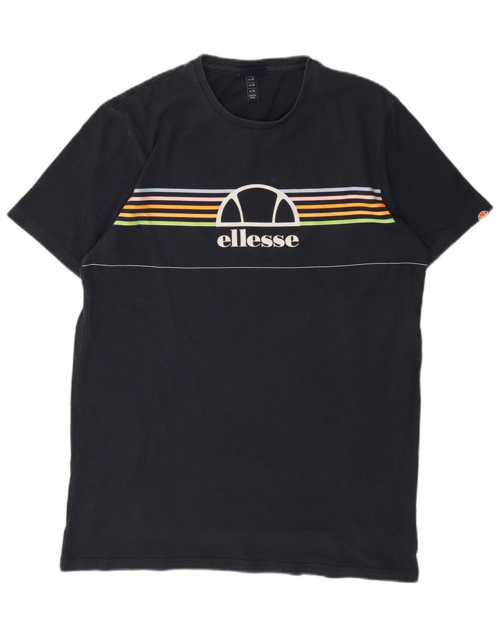 ELLESSE Camiseta gráfica para hombre Top mediano azul marino a rayas