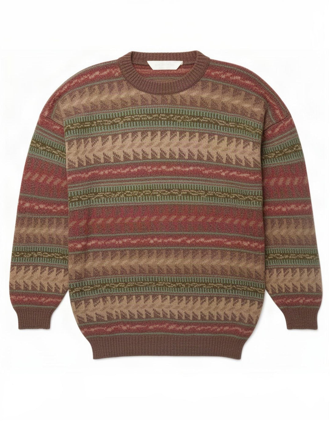St. Bernard - Jersey de cuello redondo para hombre, talla XL, lana geométrica multicolor