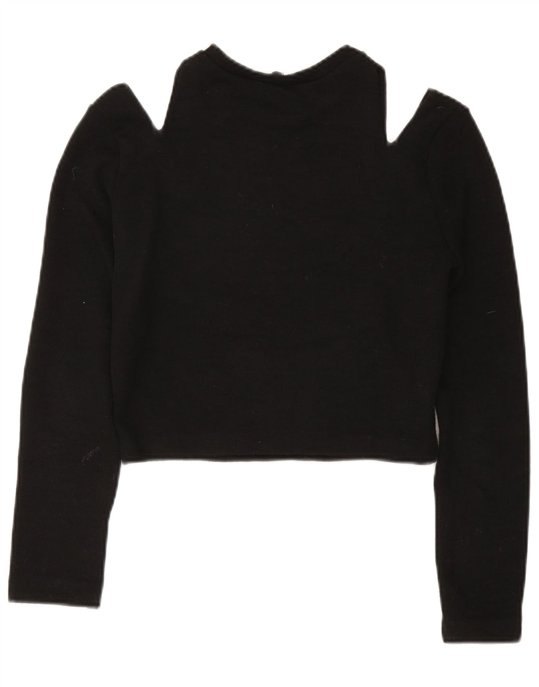 Zara Top corto con hombros descubiertos y manga larga para mujer UK 40 Poliéster negro mediano