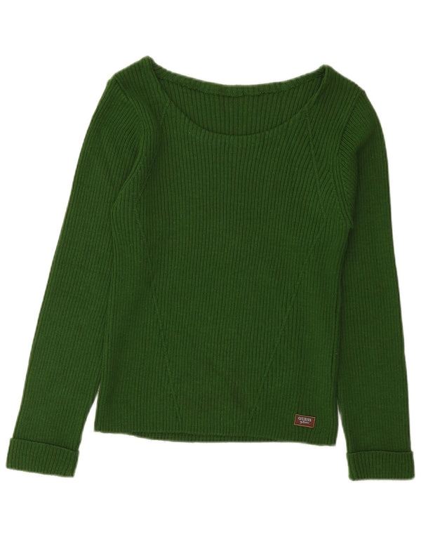 Guess Suéter tipo jersey con cuello barco para mujer UK 8 Small Green