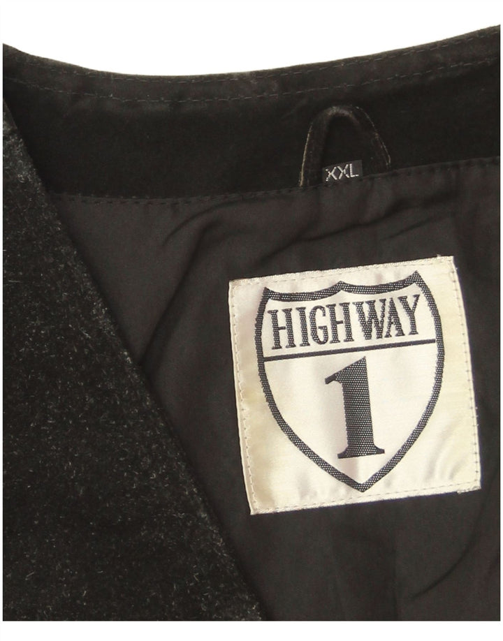 Highway 1 Chaleco de ante para hombre 2XL Cuero negro