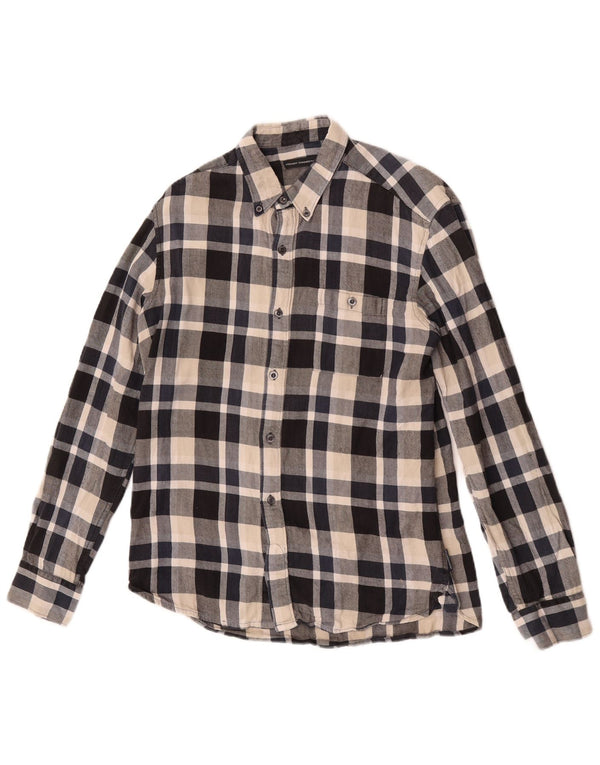 Camisa de franela para hombre de French Connection de algodón a cuadros en azul marino mediano