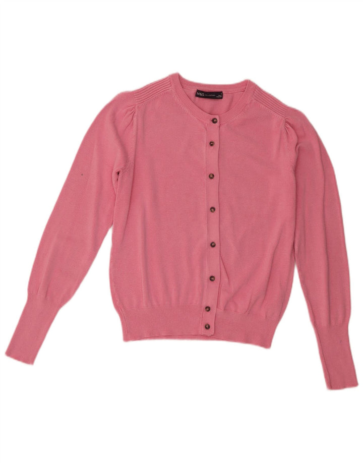 Marks & Spencer Suéter tipo cárdigan para mujer UK 8 Small Viscosa rosa