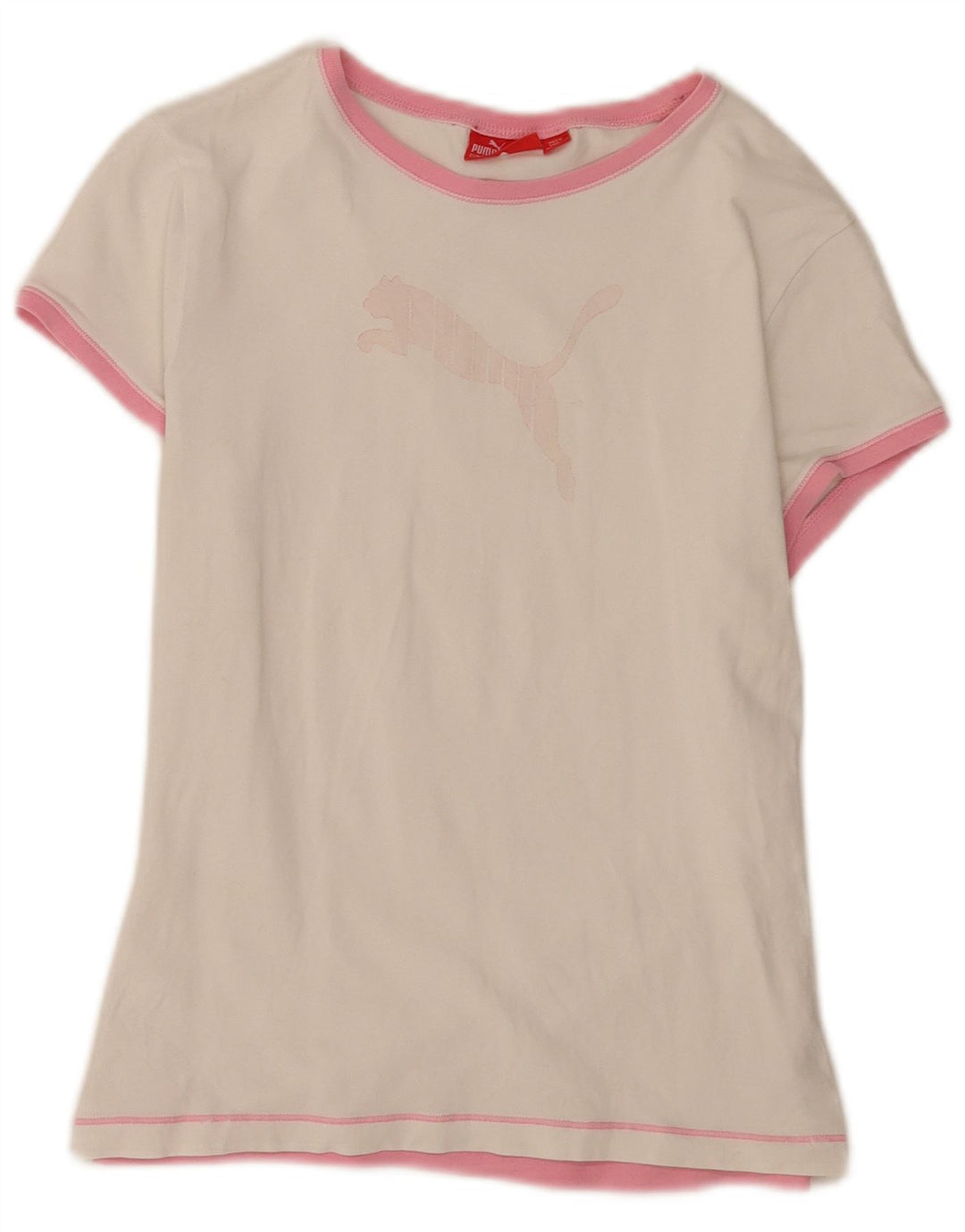 Puma Camiseta gráfica para mujer Top UK 14 Medium White Cotton