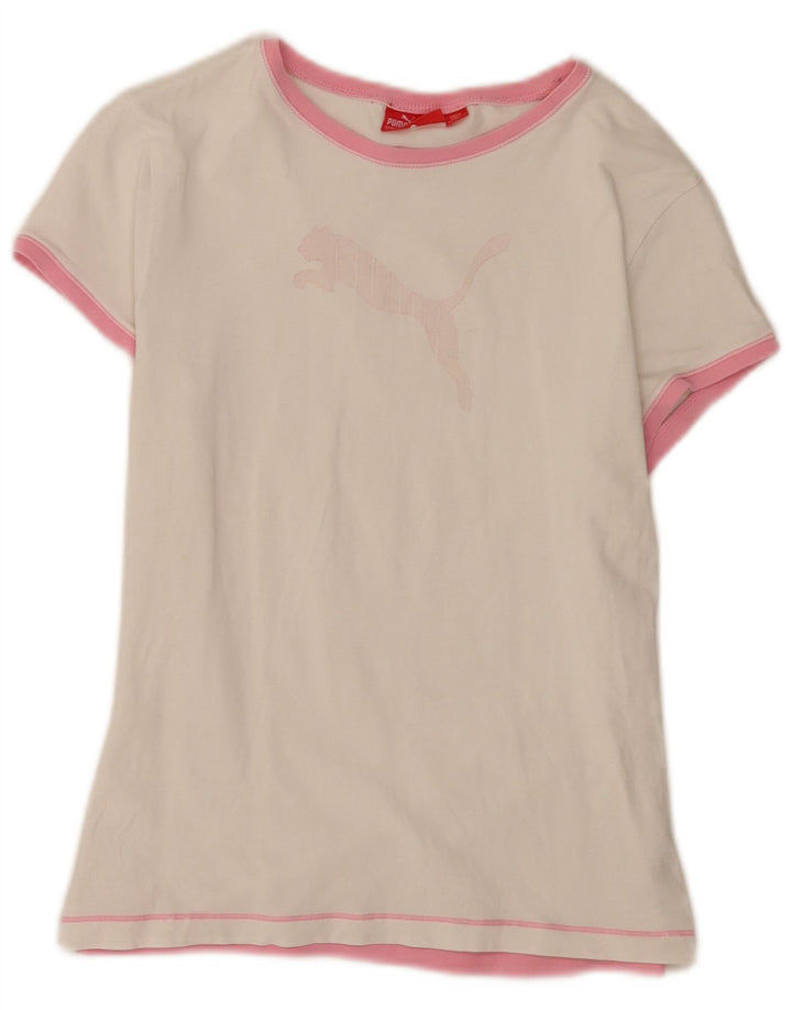 Puma Camiseta gráfica para mujer Top UK 14 Medium White Cotton