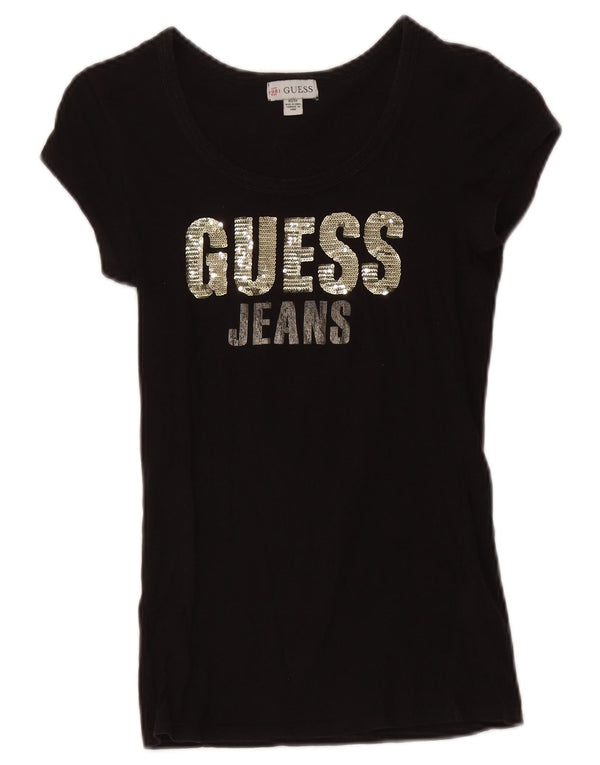 Guess Camiseta gráfica para mujer Top UK 4 XS Algodón negro