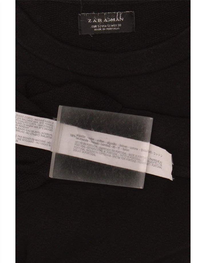 Zara Hombre Camiseta Top Small Algodón Negro