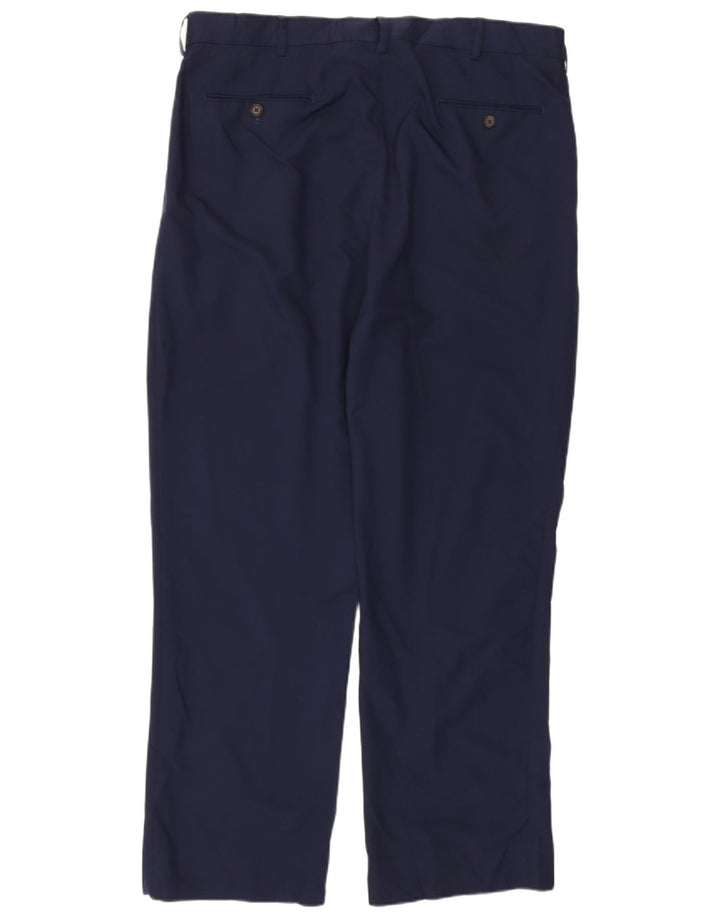 Polo Ralph Lauren Pantalones de traje con pinzas para hombre W36 L29 Poliéster azul marino