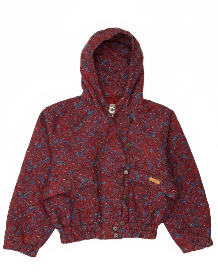 oltre Chaqueta bomber extragrande con capucha para mujer UK 10 Small Red Paisley