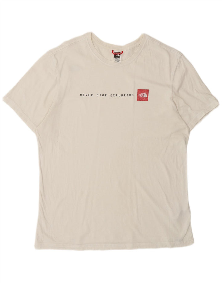 THE NORTH FACE Camiseta gráfica para hombre Top grande de algodón blanco