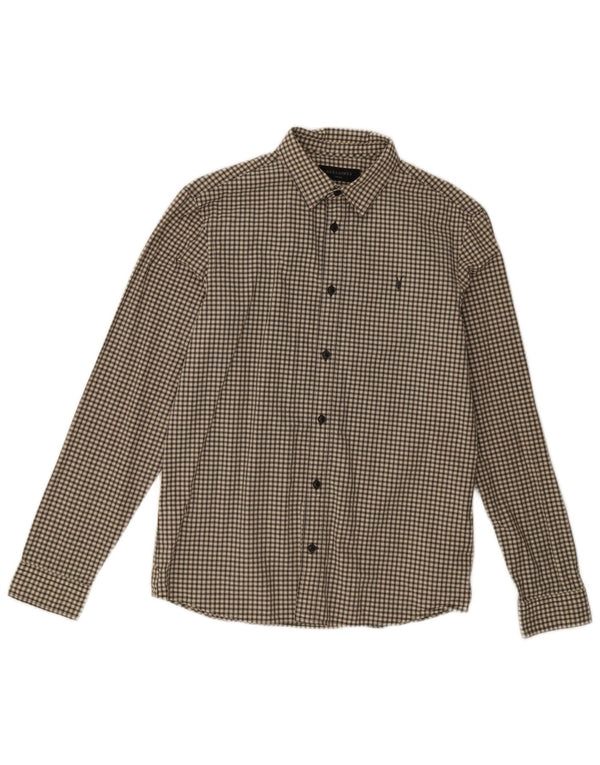 Camisa All Saints Hombre Small Algodón Vichy Beige