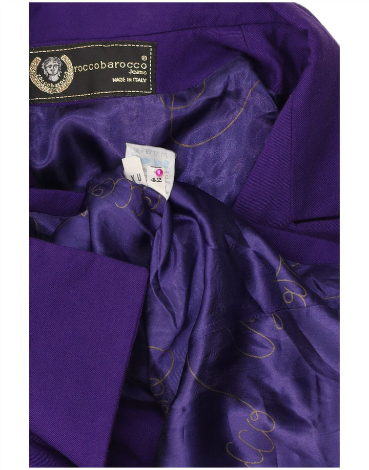 ROCCOBAROCCO Chaqueta tipo blazer con doble botonadura para mujer IT 42 Púrpura mediano